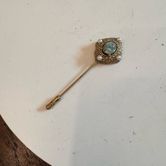 Sarah Coventry Jewelry - Vintage -Sarah Coventry Stick Pin Faux Turquoise Pearls /Remembrance